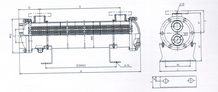 管壳式换热器BL系列外形尺寸平面解剖图